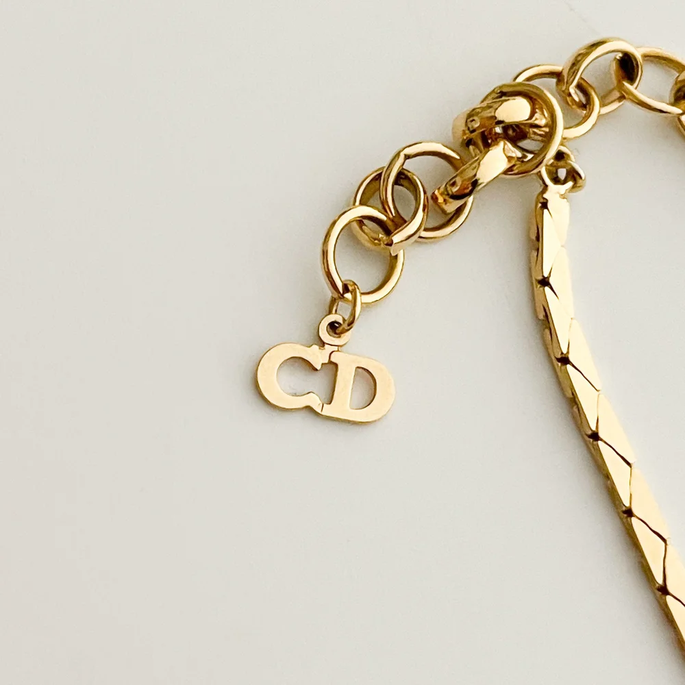 アクセサリー Dior Pearl Rhinestone Chain Necklace Christian Dior Pearl Necklace Rhinestone Chain L44cm Top